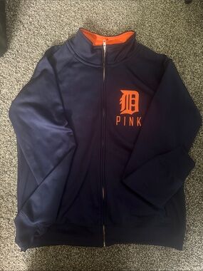 PINK Victoria's Secret Navy Jacket with Orange Logo